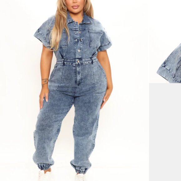 Brand New Fashion Nova Curve Denim Jumpsuit - Picture 1 of 3